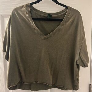 Olive Green V-Neck Crop Top